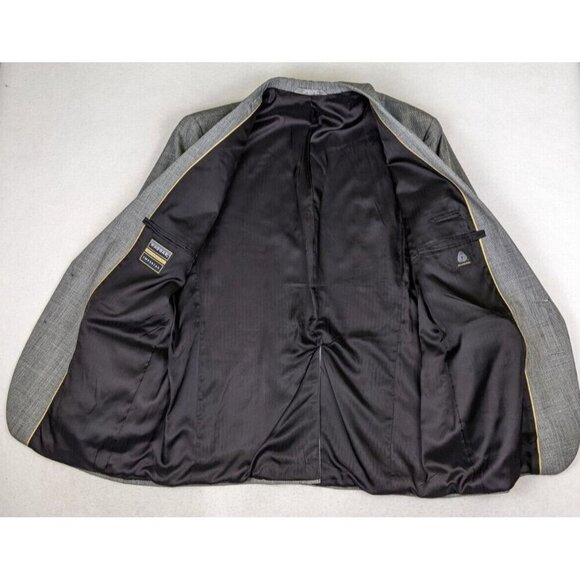 HAGGAR IMPERIAL - MEN'S GRAY PLAID WOOL BLAZER JACKET SPORT COAT - SIZE 44 - Picture 7 of 13